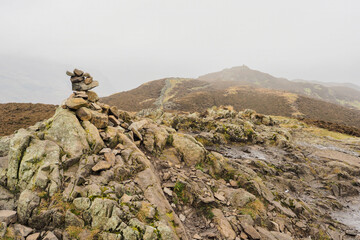 Fototapeta premium View from the top of Lingmoor Fell, Great Langdale, Lake District, UK