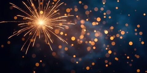 Obraz premium Sparkling Celebration: A mesmerizing firework bursts against a dark, moody sky, creating a magical spectacle of light and color.