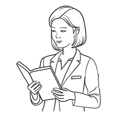 Elegant Silhouette Illustration Of A Woman Reading Book Vector Art