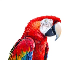 Fototapeta premium Minimalistic Scarlet Macaw on White Background