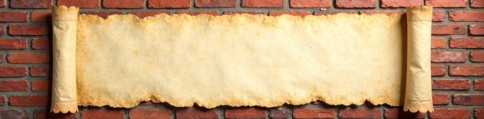 Obraz premium Old parchment scroll with rustic brick border and decorative accents , brick, design