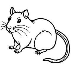 Cute Silhouette of a Gerbil line art vector cartoon illustration