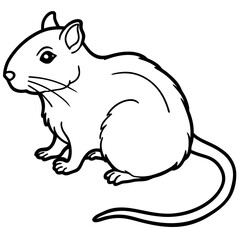 Cute Silhouette of a Gerbil line art vector cartoon illustration