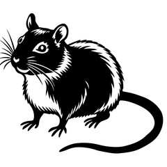 Obraz premium Cute Silhouette of a Gerbil line art vector cartoon illustration