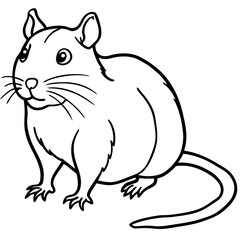 Cute Silhouette of a Gerbil line art vector cartoon illustration