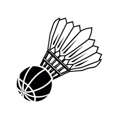 Black silhouette shuttlecock logo vector