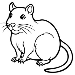Cute Silhouette of a Gerbil line art vector cartoon illustration
