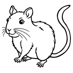 Cute Silhouette of a Gerbil line art vector cartoon illustration