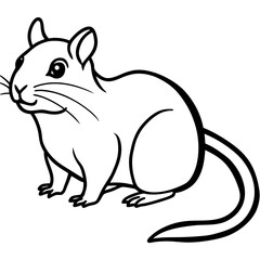 Cute Silhouette of a Gerbil line art vector cartoon illustration