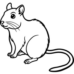 Cute Silhouette of a Gerbil line art vector cartoon illustration