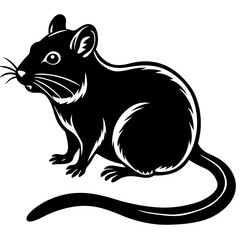 Cute Silhouette of a Gerbil line art vector cartoon illustration