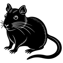 Cute Silhouette of a Gerbil line art vector cartoon illustration