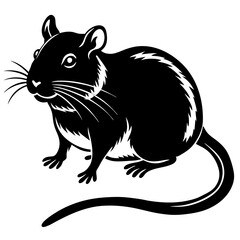 Cute Silhouette of a Gerbil line art vector cartoon illustration