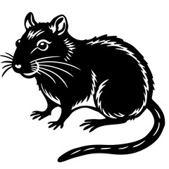 Cute Silhouette of a Gerbil line art vector cartoon illustration