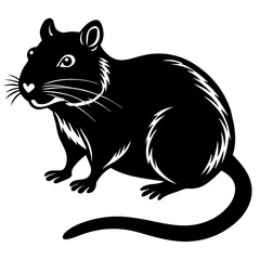 Cute Silhouette of a Gerbil line art vector cartoon illustration