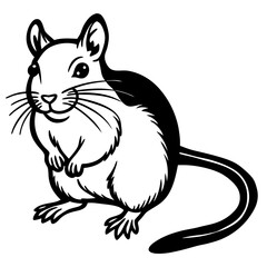Cute Silhouette of a Gerbil line art vector cartoon illustration