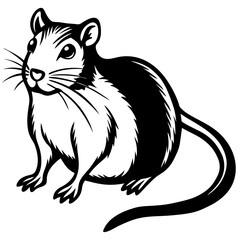 Cute Silhouette of a Gerbil line art vector cartoon illustration