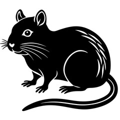 Cute Silhouette of a Gerbil line art vector cartoon illustration