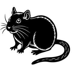 Cute Silhouette of a Gerbil line art vector cartoon illustration