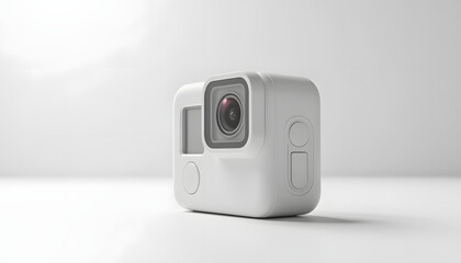 Action camera on white background