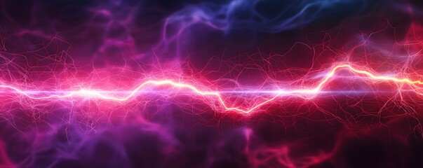 Naklejka premium Dynamic electric beam illuminates dark background with vibrant energy