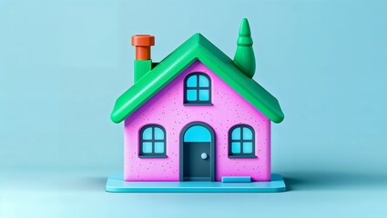 minimal style cute home, house icon isolated. 3d rendering
