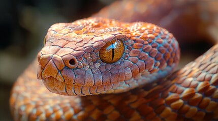 Fototapeta premium Stunning Close-Up of a Fiery Red Snake