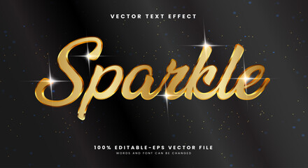 Sparkle golden style 3d editable text effect Template