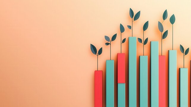 Growth stock analysis with high and low volatility indicators, clean chart and bold colors