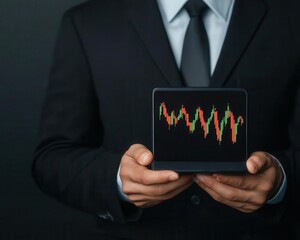 Investor analyzing volatile growth stocks, digital interface with fluctuating price trends