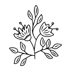 Simple sketch flower vector outline black