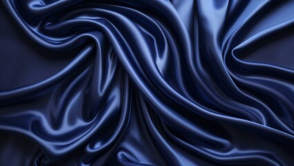 Obraz premium A Luxurious Piece of Navy Blue Silk Satin: Rich, Smooth Fabric with Elegant Drapes and a Deep, Lustrous Finish for an Opulent Visual and Sensory Experience