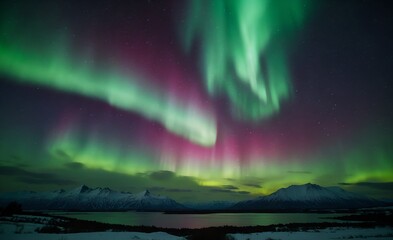 Aurora rainbow over the sea