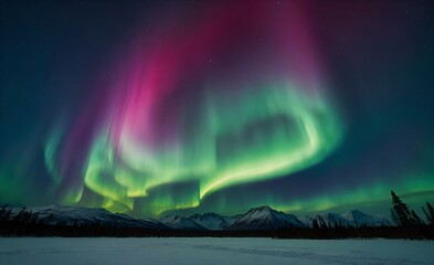 aurora borealis in the mountains