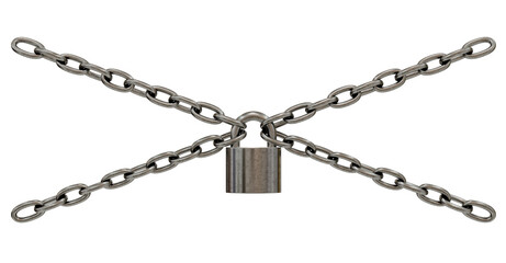 Security and Control: A powerful visual metaphor for security and control, featuring a padlock locking together four intersecting chains.