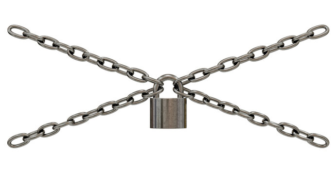 Security and Control: A powerful visual metaphor for security and control, featuring a padlock locking together four intersecting chains.