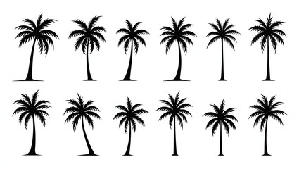 Stylish Palm Tree Vector Silhouettes for Tropical Designs