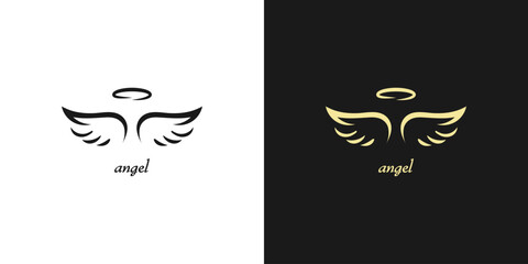 Holy wings vector icon. Filled flat sign for mobile concept and web design. Angel wings with nimbus glyph icon. Symbol, logo illustration.