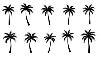 Trendy Palm Tree Silhouette Set for Branding and Creativity