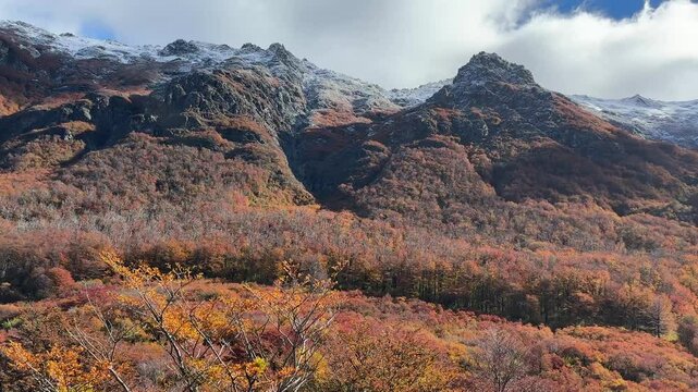 Autumn view in Andes mountains. Trekking to Refugio Jakob in Nahuel Huapi National Park near San Carlos de Bariloche, Patagonia, Rio Negro Province, Argentina