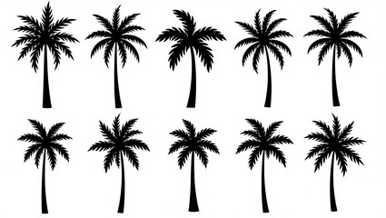 Diverse Palm Tree Designs in Scalable Vector Format