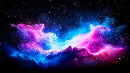 Obraz premium Vibrant nebula in space with pink and blue cosmic clouds and stars.