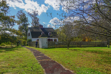 Washington Crossing, Titusville, NJ: Johnson Ferry House (c. 1740), at the site of George Washington's crossing of the Delaware River, December 1776.
