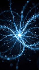 A high-resolution digital artwork showcasing an AI neural network with glowing connections and nodes.