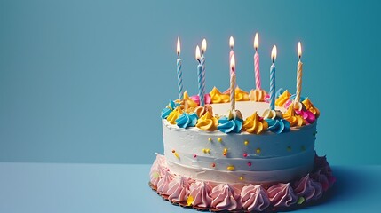 birthday cake with burning candles