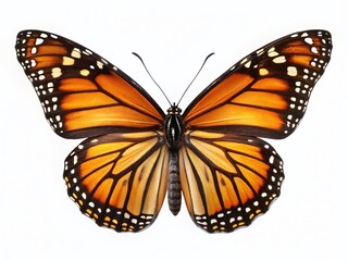 Fototapeta premium Stunning Monarch Butterfly Isolated on White Background - High-Resolution Stock Photo