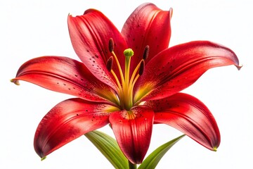 Obraz premium Stunning Red Lily Flower Isolated on White Background - High-Resolution Stock Photo