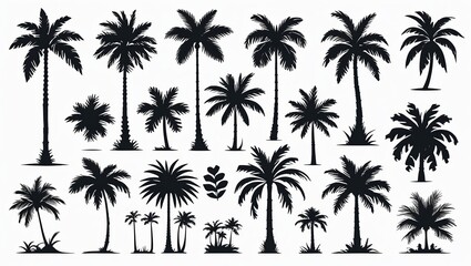 Fototapeta premium Stylish Vector Palm Tree Set for Graphic Designers