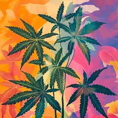 A Vibrant Depiction Of Cannabis Leaves