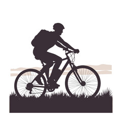 Fototapeta premium Mountain bike silhouette stock illustration, bike Lover vector graphic design, Cyclist silhouettes vector illustration